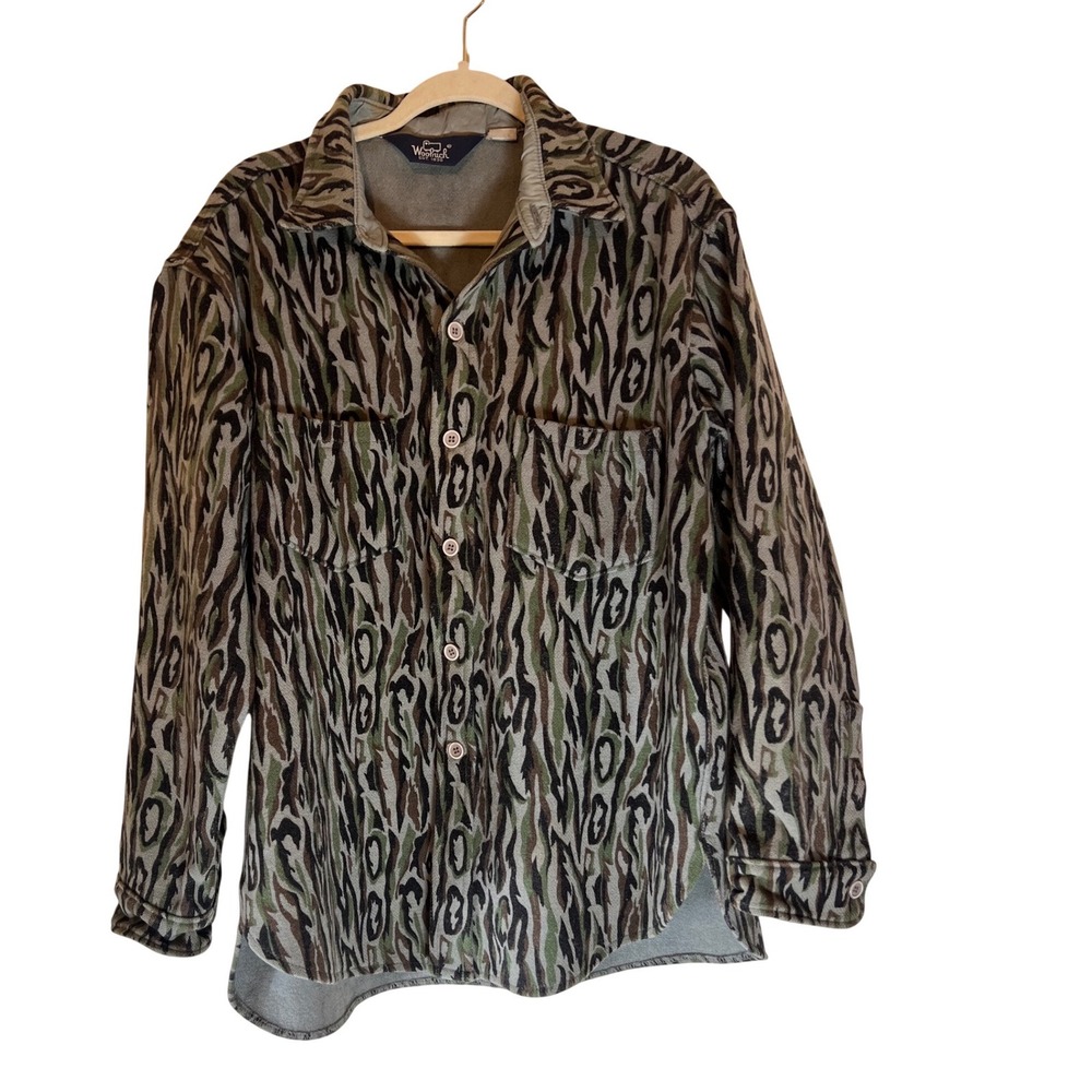 Woolrich Vintage Men's Camouflage Button Up Long‎ Sleeve Shirt Jacket Size XL